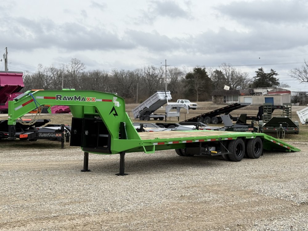 2026 RawMaxx HTX 102X32 Flatbed Trailer / SOLAR PANEL / WIRELESS REMOTE / 12" OC / ELE./HYD. DISC BR