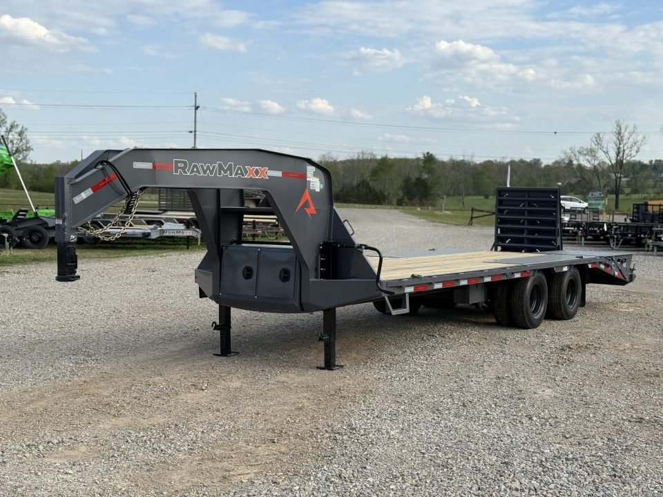 2026 RawMaxx FDX 102X25 Flatbed Trailer / 14 PLY / 25.99K GVWR / MEGA RAMPS