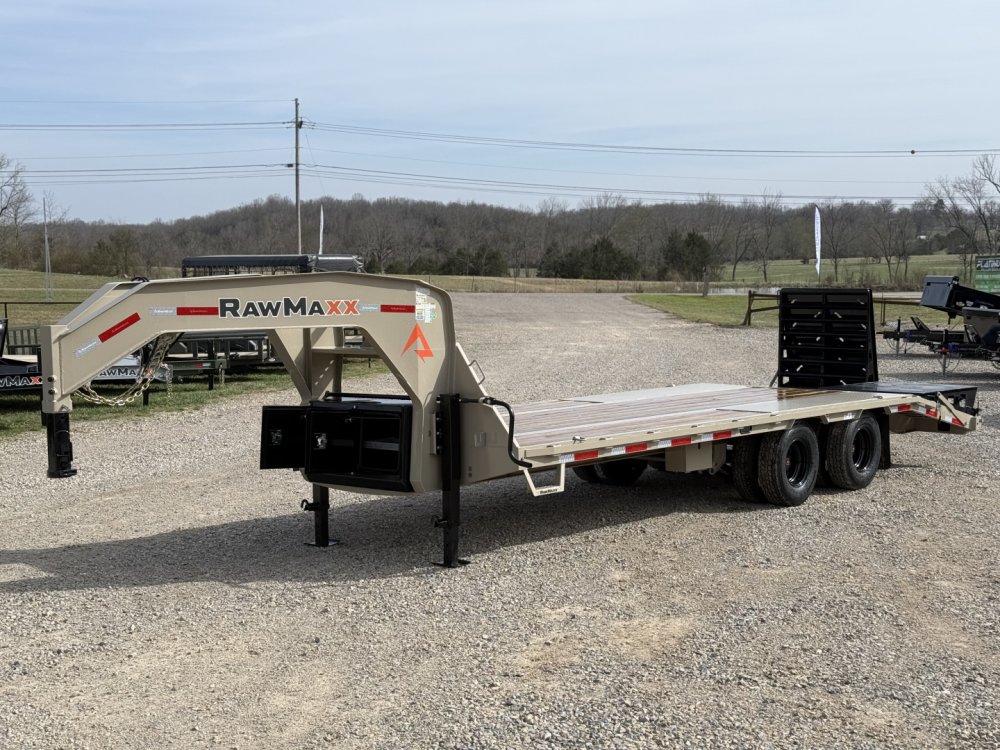 2026 RawMaxx FDX 102X25 Flatbed Trailer / 14 PLY / 25.99K GVWR / MEGA RAMPS