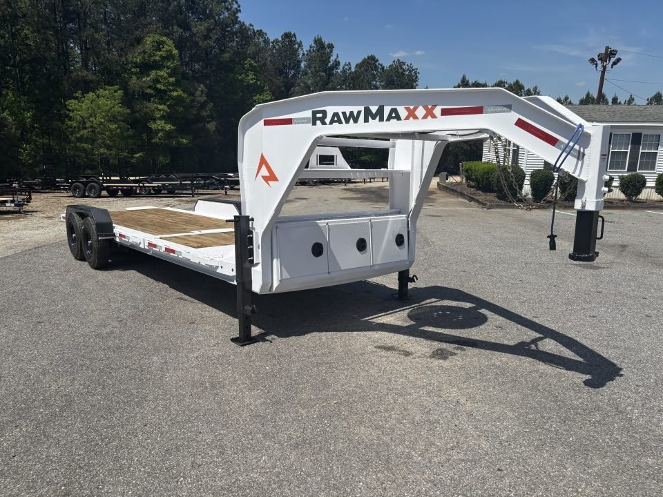 2026 RawMaxx 2026 RawMaxx G7X 83X22 GOOSENECK TILT W/14 PLY TIRES AND RHINO LINER ON FENDERS 14K GVW