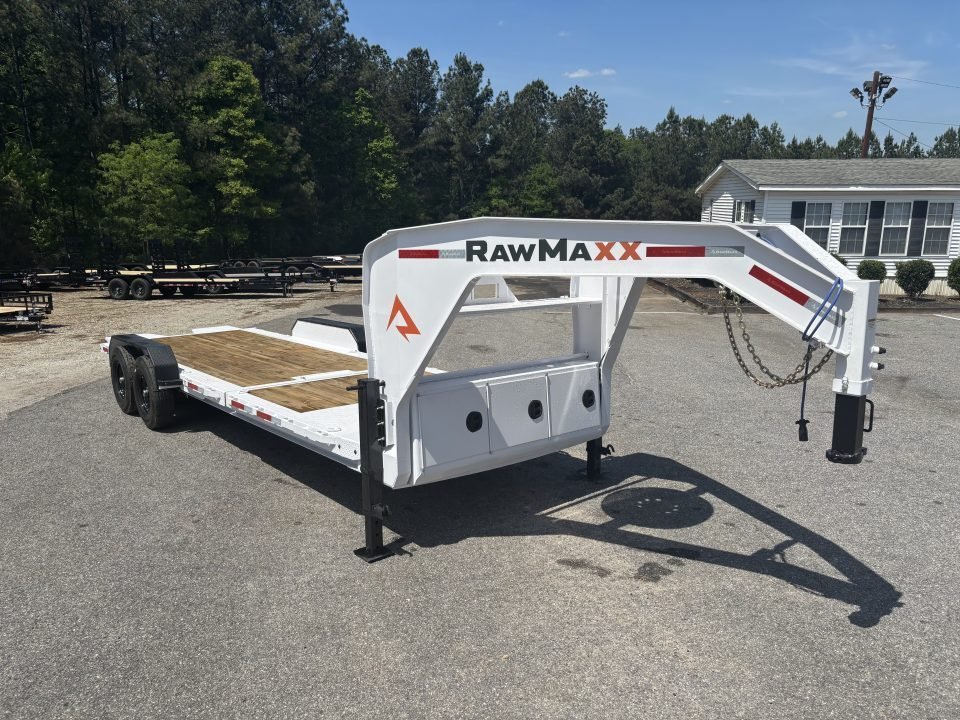 2026 RawMaxx 2026 RawMaxx G7X 83X22 GOOSENECK TILT W/14 PLY TIRES AND RHINO LINER ON FENDERS 14K GVW