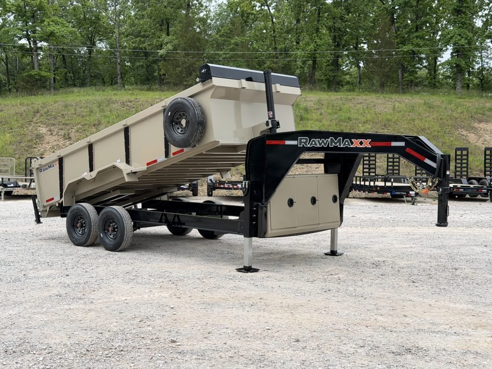 2026 RawMaxx LPX 83X16 36" SIDES 16K GVWR 14 PLY TIRES HYDRUALIC JACKS 8 GAUGE FLOOR Dump Trailer