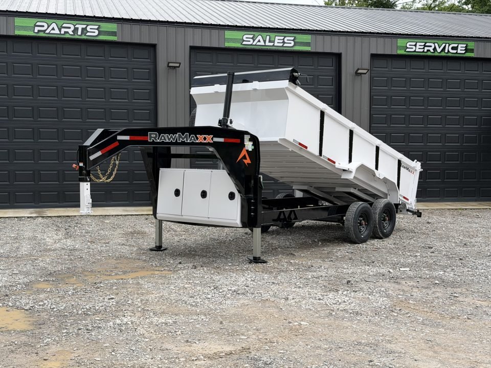 2026 RawMaxx LPX 83X16 36" SIDES 16K GVWR 14 PLY TIRES HYDRUALIC JACKS 8 GAUGE FLOOR Dump Trailer