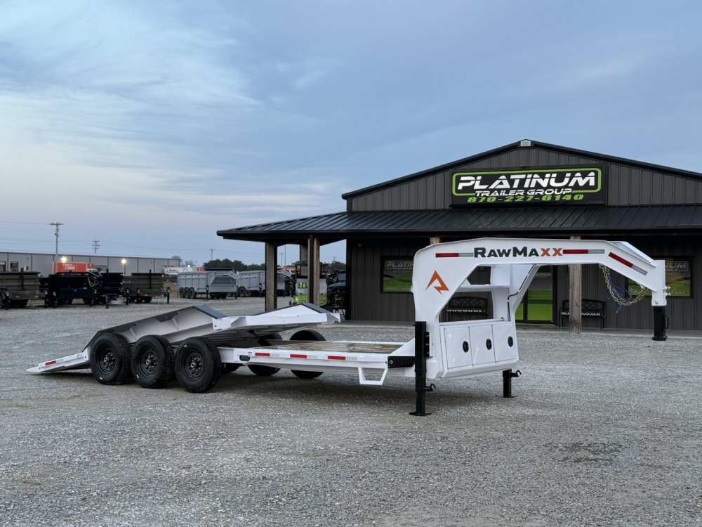2026 RawMaxx G3X 102X26 GOOSENECK GRAVITY TILT W/14 PLYS, RHINO LINED FENDERS 21K GVWR Tilt Trailer
