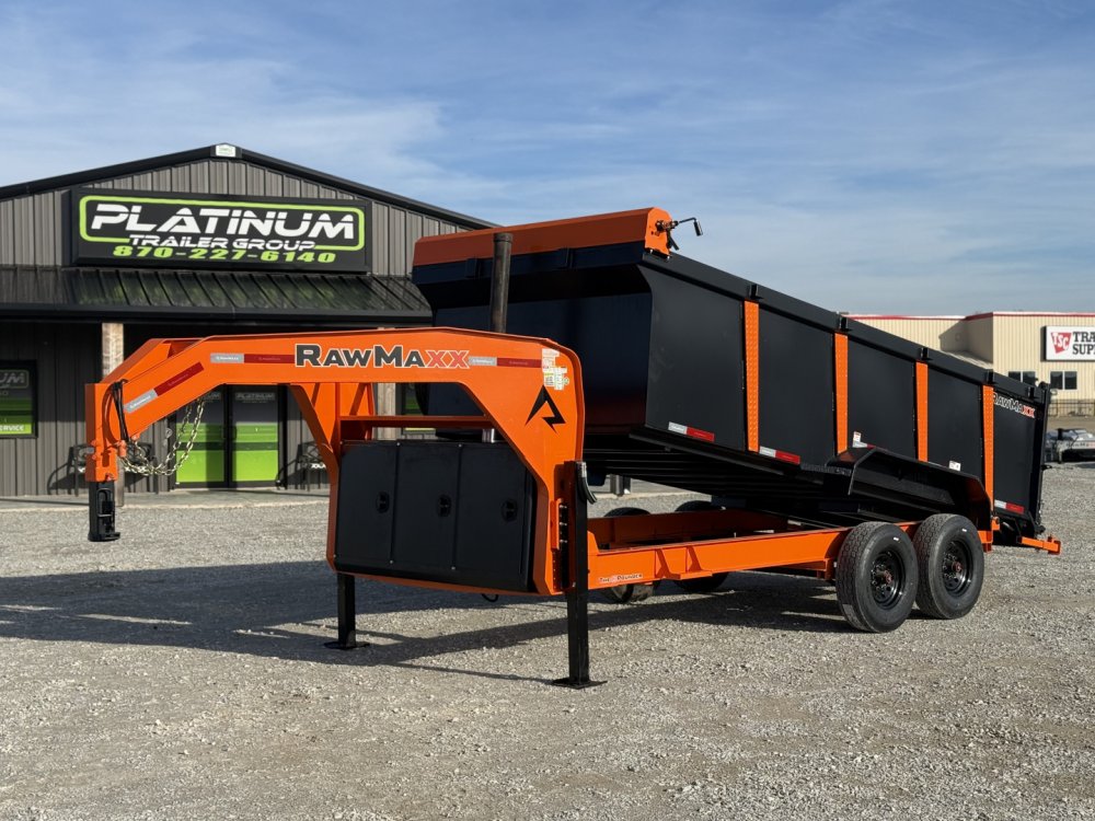 2026 RawMaxx LPX TELESCOPIC 83X16X44 HIGH SIDE W/HYDRAULIC JACKS 16K GVWR GOOSENECK Dump Trailer