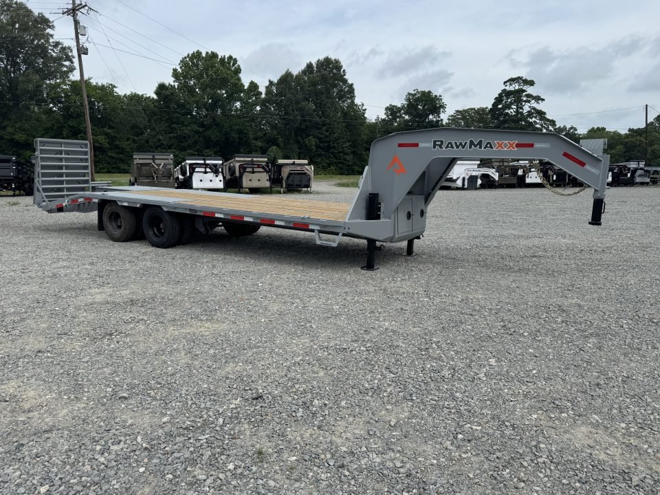 2026 RawMaxx FDX 102X25 12K HYD. DISC BRAKE/ MAXX RAMPS/ 14PLY TIRES 24K GVWR GOOSENECK Flatbed Trai