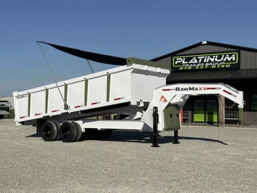2026 RawMaxx HDX 102X20X44 GOOSENECK HIGH SIDE W/14 PLYS, HYDRAULIC JACKS, AND FLIP OVER TARP 24K GV