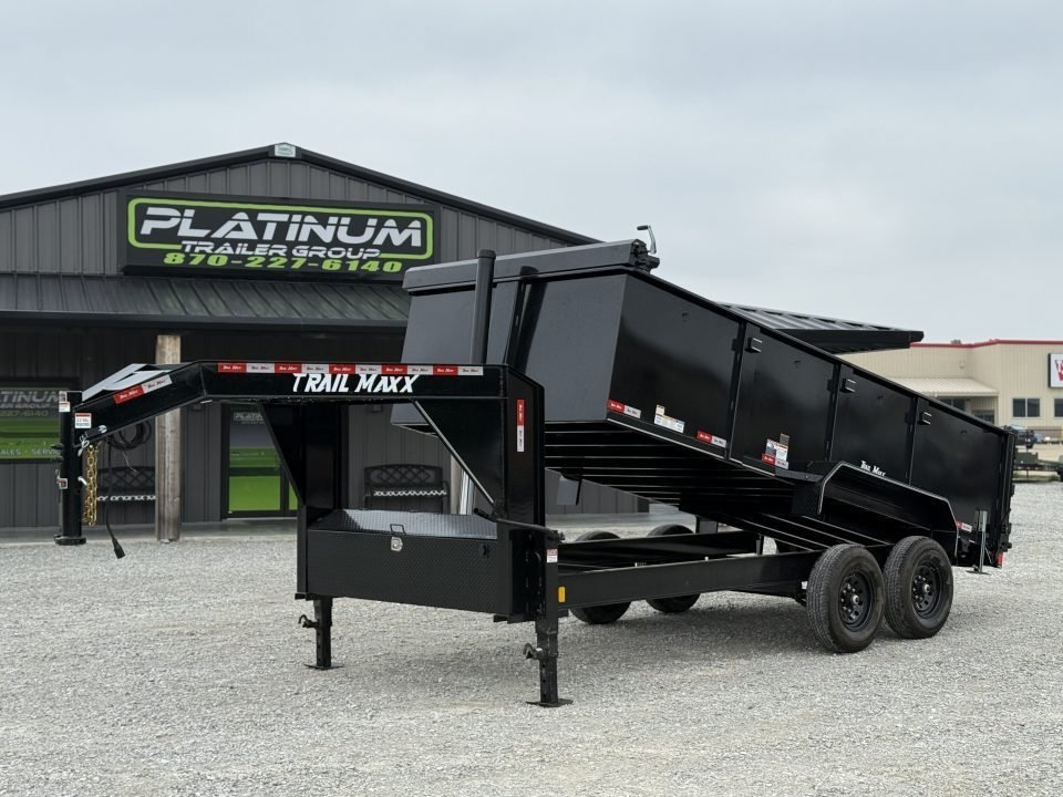 2026 Trail Maxx 83X16X3 HIGH SIDE TELESCOPIC W/REAR STABILIZER JACKS 14K GVWR GOOSENECK Dump Trailer