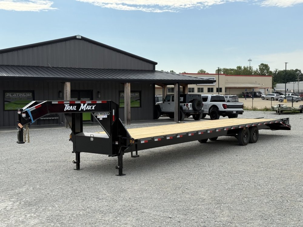 2026 TRAILMAXX 102X40 GOOSENECK HOTSHOT FLATBED W/MEGA RAMPS, 14 PLYS AND (8) SLIDE RATCHETS 14K GVW