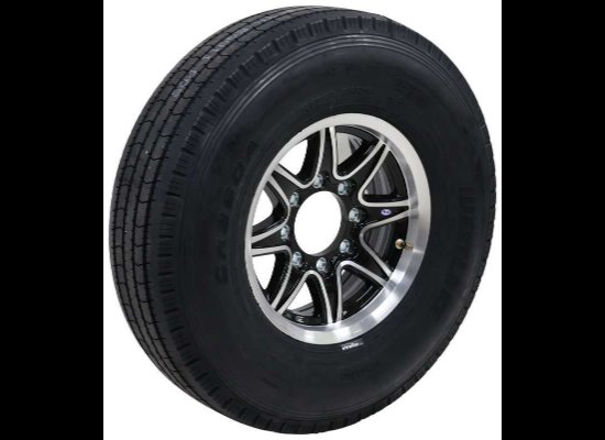 Westlake ST235/85R16 Trailer Tire with Glossy Black Margay Aluminum Wheel - 8 on 6-1/2