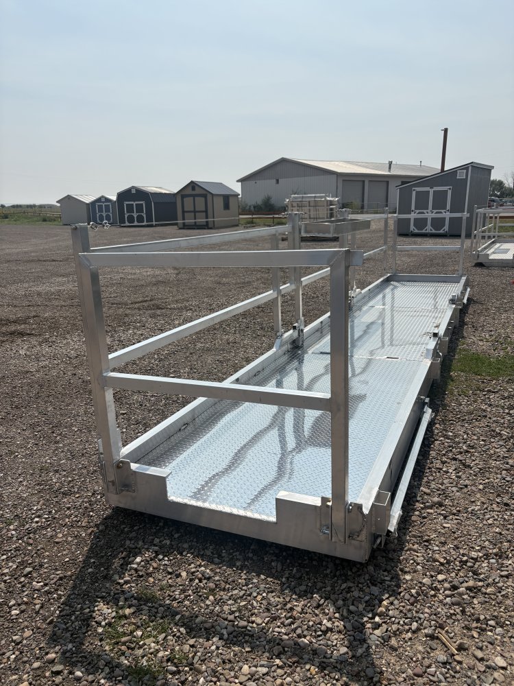 Walk Plank, 24' Aluminum Bi-fold Scaffolding, With Railing & Tool Tray, For Forklift or Telehandler