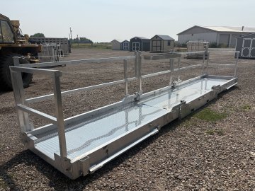 Walk Plank, 24' Aluminum Bi-fold Scaffolding, With Railing & Tool Tray, For Forklift or Telehandler