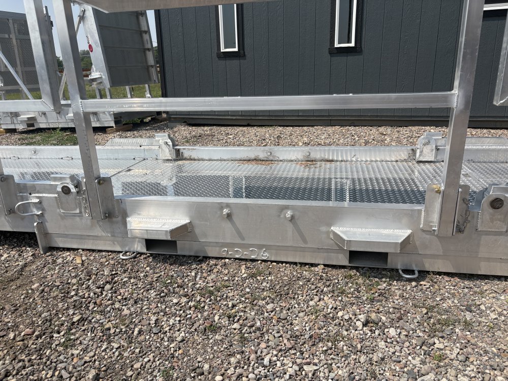 Walk Plank, 24' Aluminum Bi-fold Scaffolding, With Railing & Tool Tray, For Forklift or Telehandler
