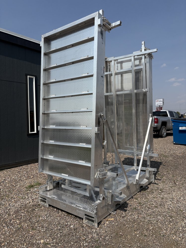 Walk Plank, 24' Aluminum Bi-fold Scaffolding, With Railing & Tool Tray, For Forklift or Telehandler