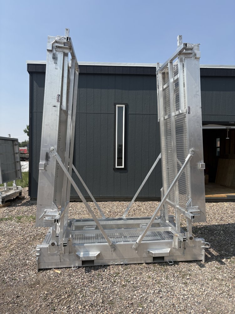 Walk Plank, 24' Aluminum Bi-fold Scaffolding, With Railing & Tool Tray, For Forklift or Telehandler
