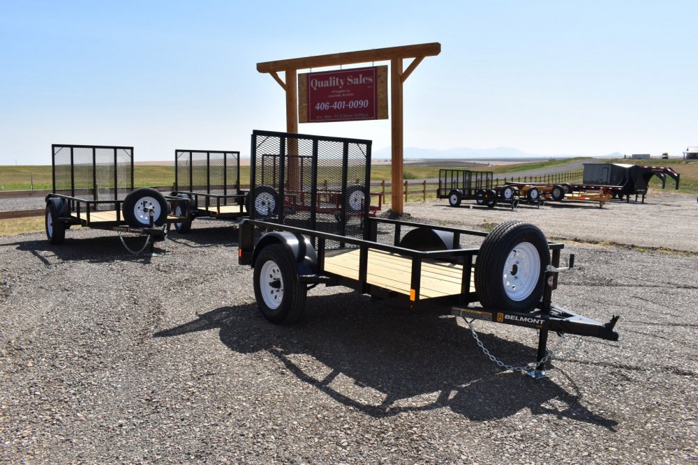 UT508TT-3K Belmont Tube Top Utility Trailer, spare tire tubular frame mesh ramp w/ spring assist, le