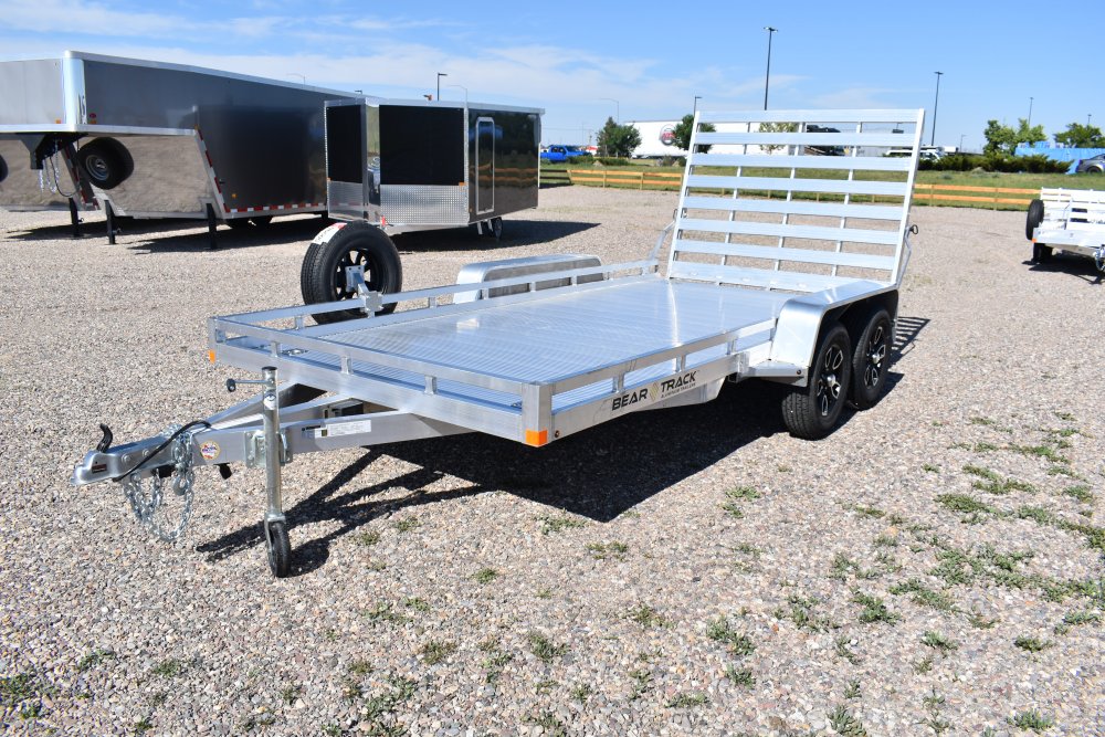 Bear Track 81"X14' 7K alum utility trailer, torsion axles, extruded alum deck, straight HD ramp