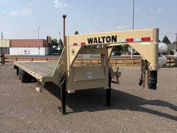 Walton FBX212-32G 24K Gooseneck trailer, 235/80R16 tires, spare tire, mud flaps, tool box, mega ramp