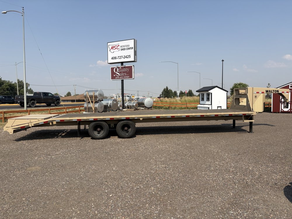 Walton FBX212-32G 24K Gooseneck trailer, 235/80R16 tires, spare tire, mud flaps, tool box, mega ramp