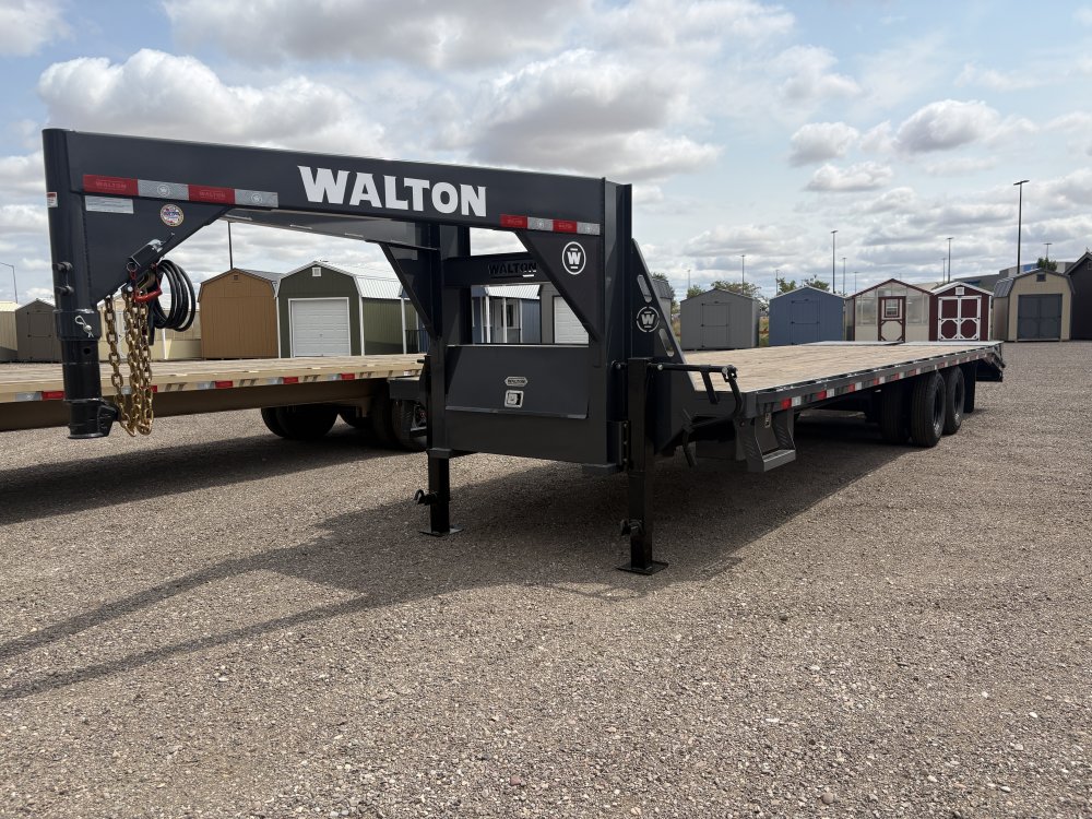 Walton FBX212-30G 24K Gooseneck trailer, 235/80R16 tires, spare tire, mud flaps, tool box, mega ramp