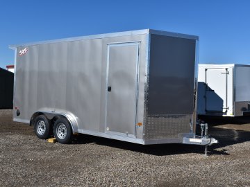 Triton aluminum cargo trailer NXT 7.5X16R-S 7K, 24" V-nose, 15" silver mod wheels ST205/75R15, spare