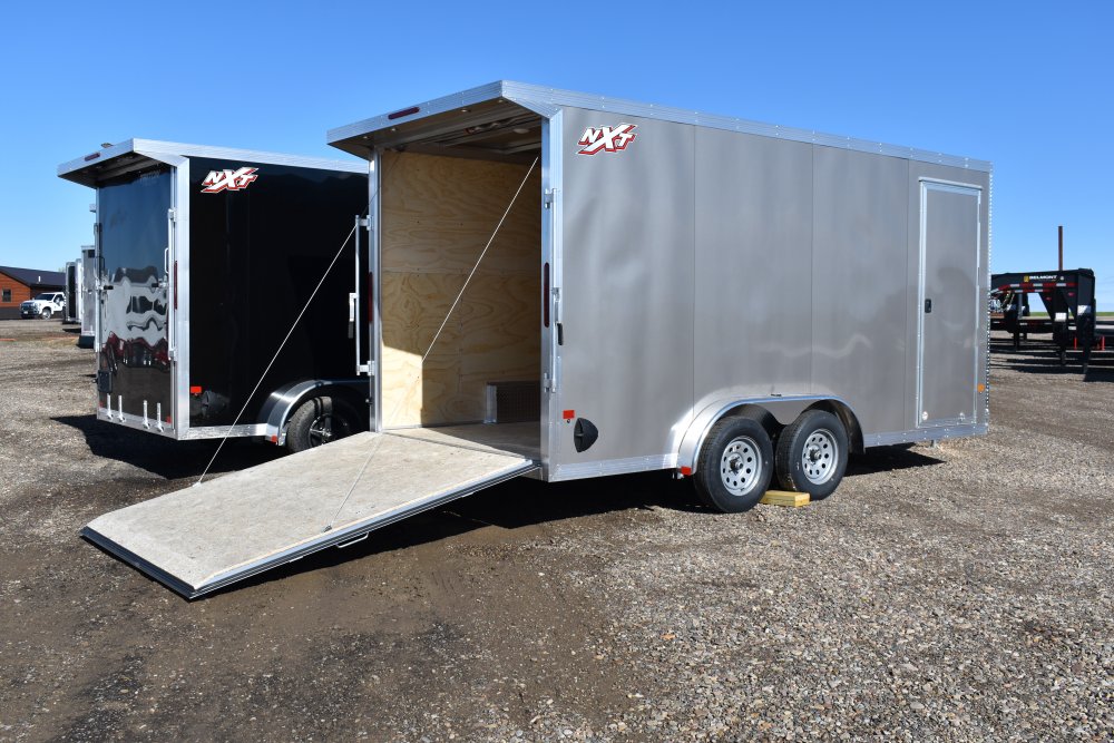 Triton aluminum cargo trailer NXT 7.5X16R-S 7K, 24" V-nose, 15" silver mod wheels ST205/75R15, spare