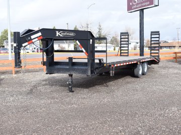 2018 Kauffman 102"x24' 14K Gooseneck deck over trailer, spare tire,