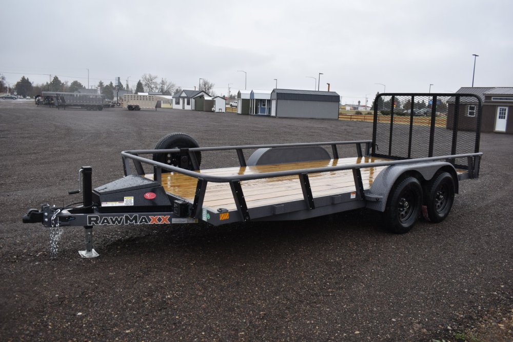 RawMaxx 83"X16' 7K Tube top utility trailer,4' flip mesh ramp, LED lights