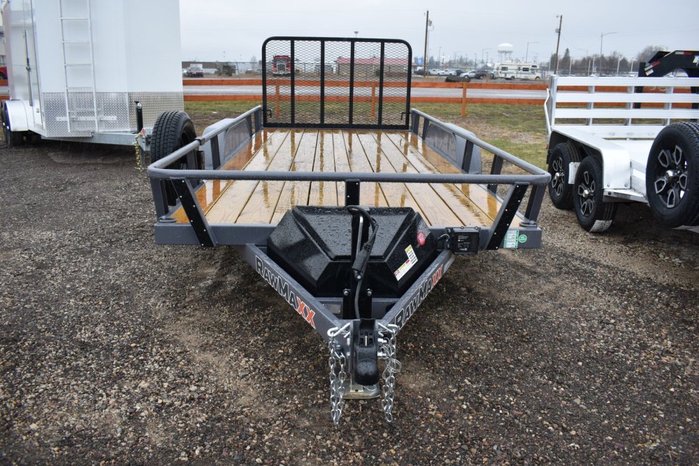 RawMaxx 83"X16' 7K Tube top utility trailer,4' flip mesh ramp, LED lights