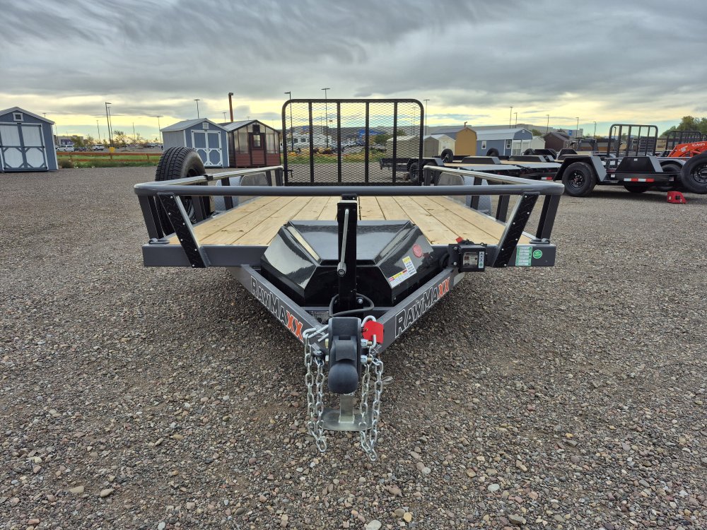 RawMaxx 83"X16' 7K Tube top utility trailer,4' flip mesh ramp, LED lights