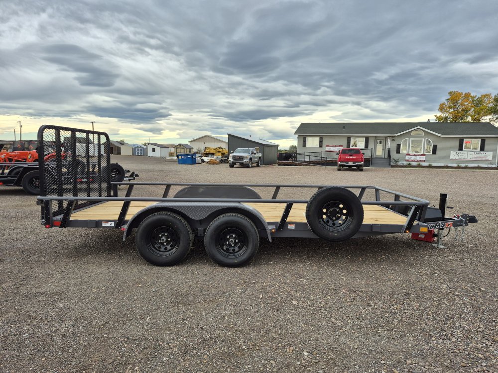 RawMaxx 83"X16' 7K Tube top utility trailer,4' flip mesh ramp, LED lights