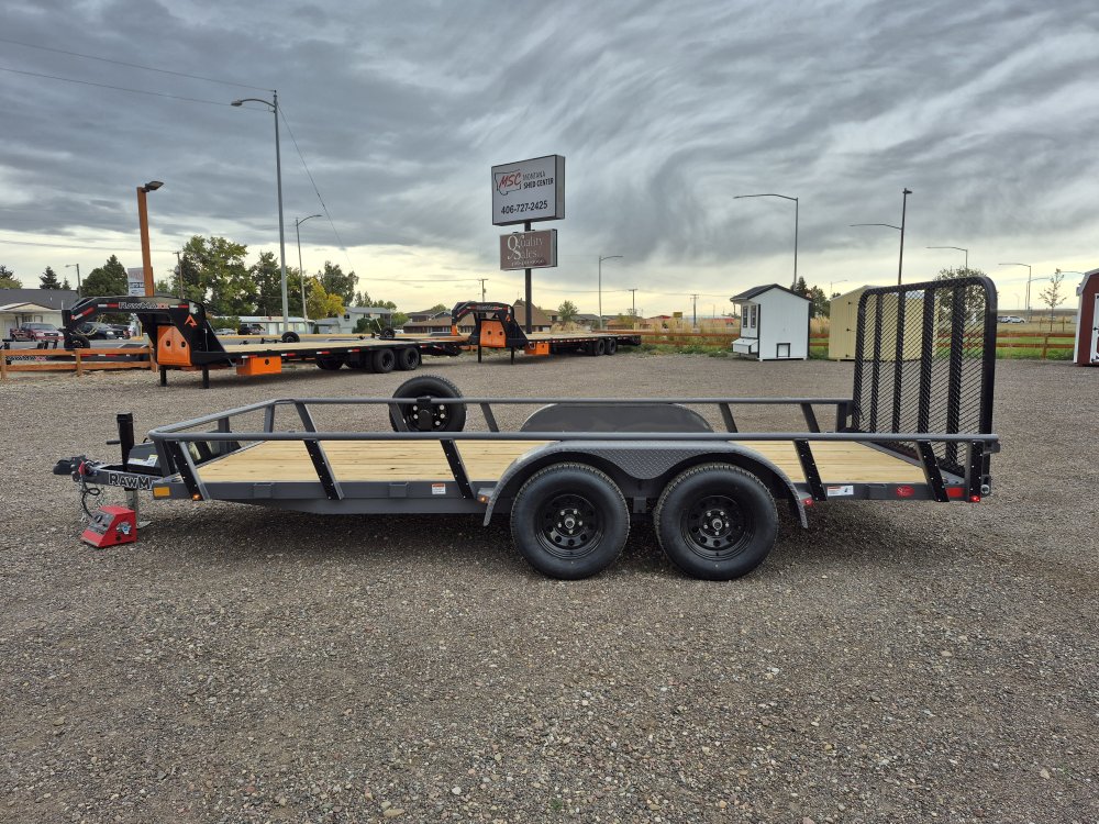 RawMaxx 83"X16' 7K Tube top utility trailer,4' flip mesh ramp, LED lights