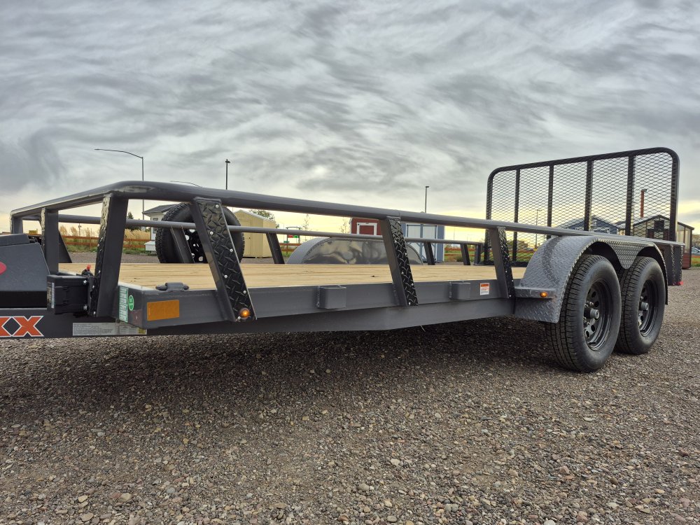 RawMaxx 83"X16' 7K Tube top utility trailer,4' flip mesh ramp, LED lights