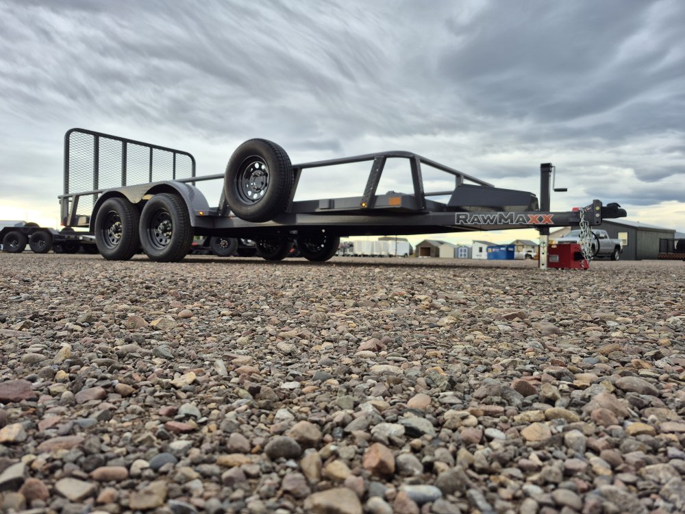 RawMaxx 83"X16' 7K Tube top utility trailer,4' flip mesh ramp, LED lights