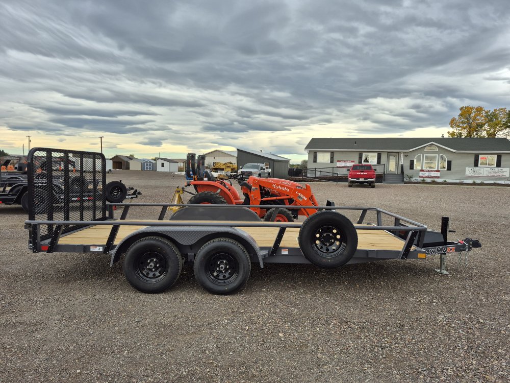 RawMaxx 83"X16' 7K Tube top utility trailer,4' flip mesh ramp, LED lights