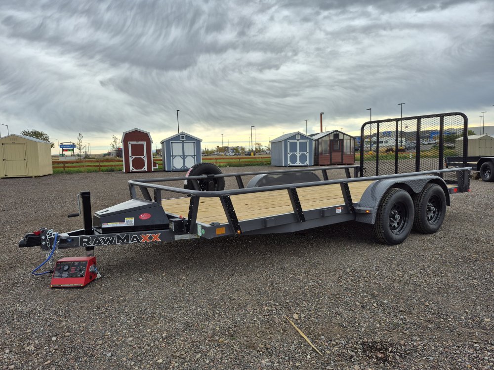 RawMaxx 83"X16' 7K Tube top utility trailer,4' flip mesh ramp, LED lights