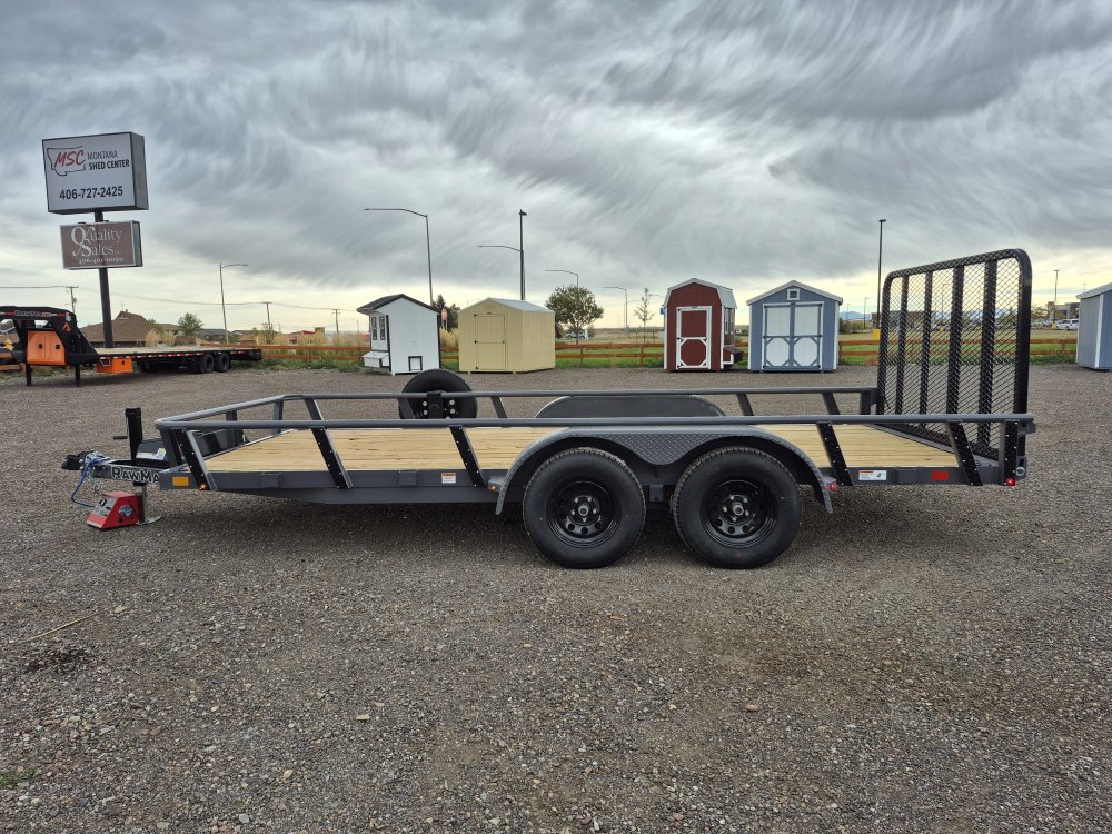 RawMaxx 83"X16' 7K Tube top utility trailer,4' flip mesh ramp, LED lights