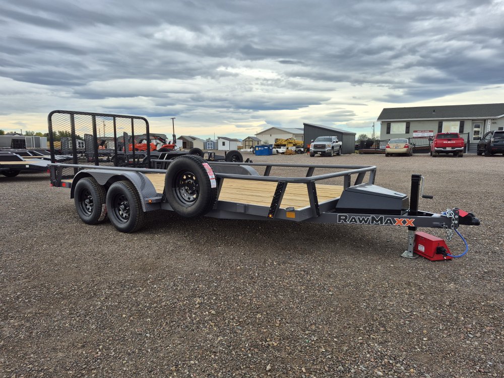 RawMaxx 83"X16' 7K Tube top utility trailer,4' flip mesh ramp, LED lights