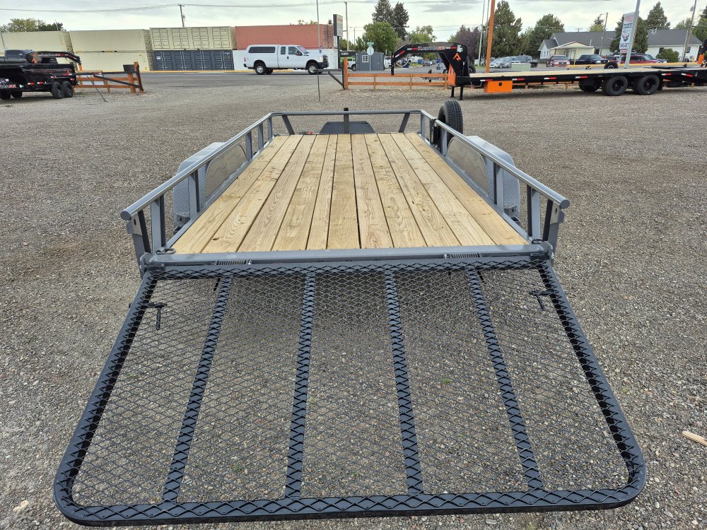 RawMaxx 83"X16' 7K Tube top utility trailer,4' flip mesh ramp, LED lights