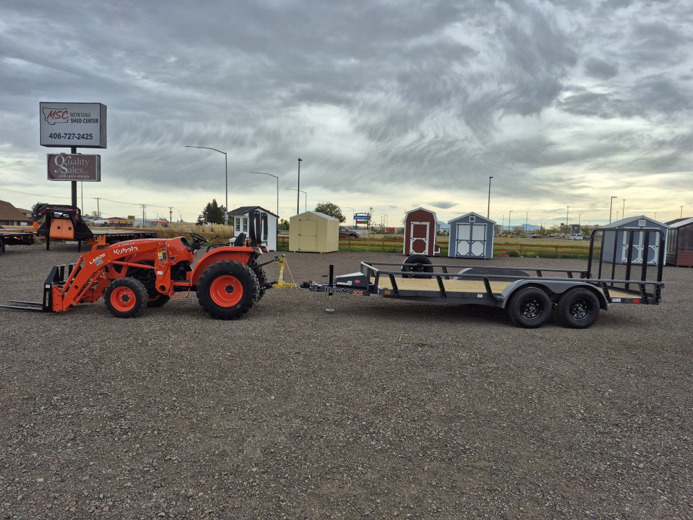 RawMaxx 83"X16' 7K Tube top utility trailer,4' flip mesh ramp, LED lights