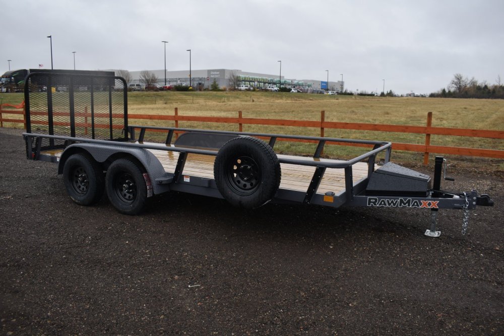 RawMaxx 83"X14' 7K Tube top utility trailer,4' flip mesh ramp, LED lights