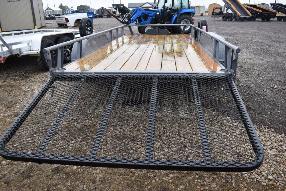 RawMaxx 83"X14' 7K Tube top utility trailer,4' flip mesh ramp, LED lights