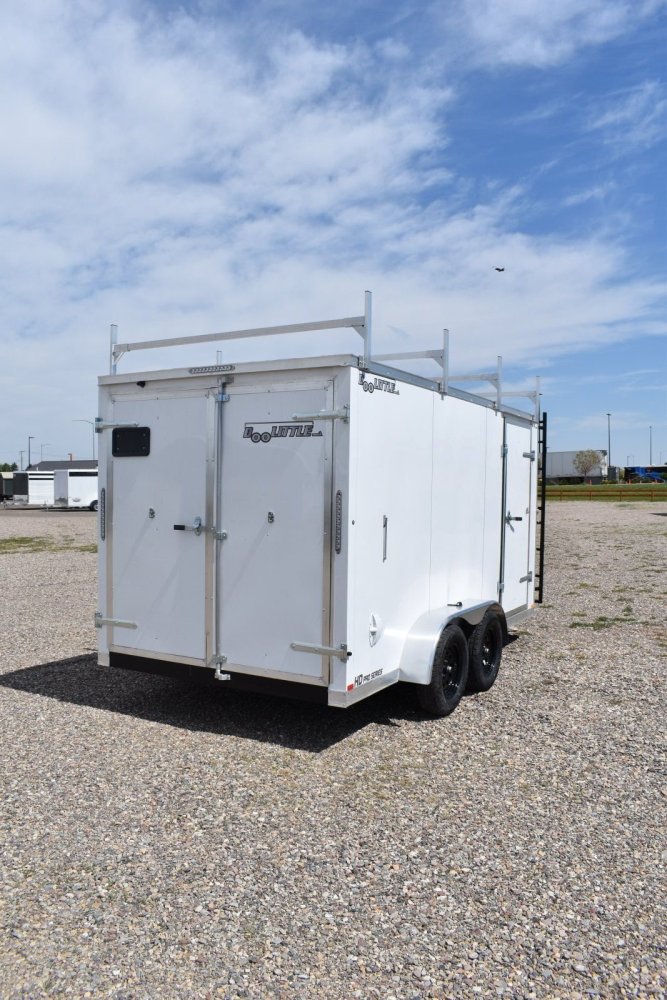 Doolittle 7X14 7K Enclosed cargo contractor trailer, rear ramp door, ladder/ 4-ladder racks