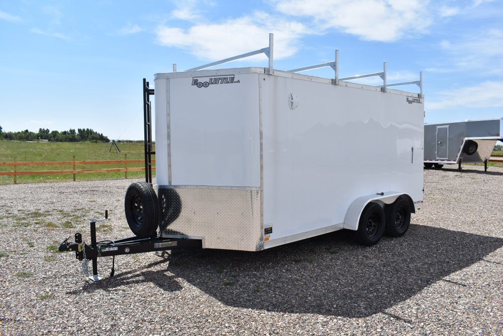 Doolittle 7X14 7K Enclosed cargo contractor trailer, rear ramp door, ladder/ 4-ladder racks
