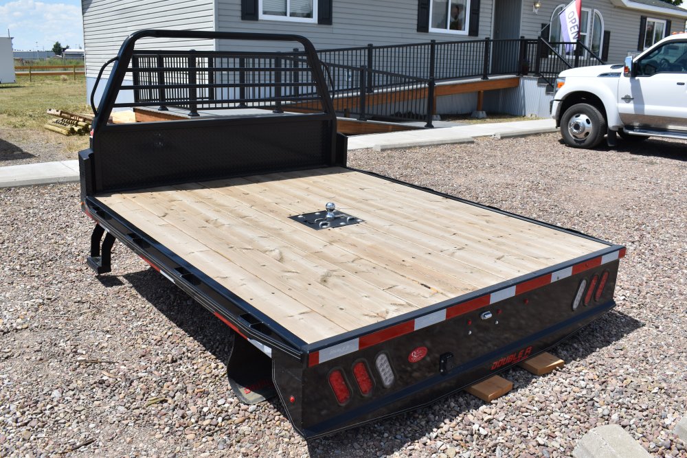 Double A 7'X8.5' flatbed w/wood deck turnover gooseneck ball