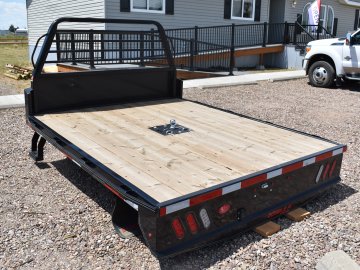 Double A 7'X8.5' flatbed w/wood deck turnover gooseneck ball
