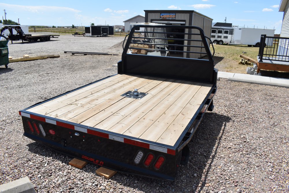 Double A 7'X8.5' flatbed w/wood deck turnover gooseneck ball