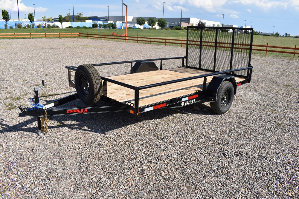 Double A 7X12-3K Single axle utility trailer, 4' Ramp gate, spare tire & mount