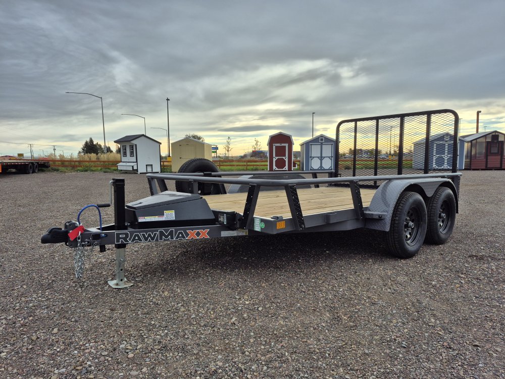RawMaxx 83"X12' 7K Tube top utility trailer,4' flip mesh ramp, LED lights