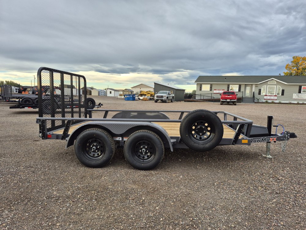 RawMaxx 83"X12' 7K Tube top utility trailer,4' flip mesh ramp, LED lights